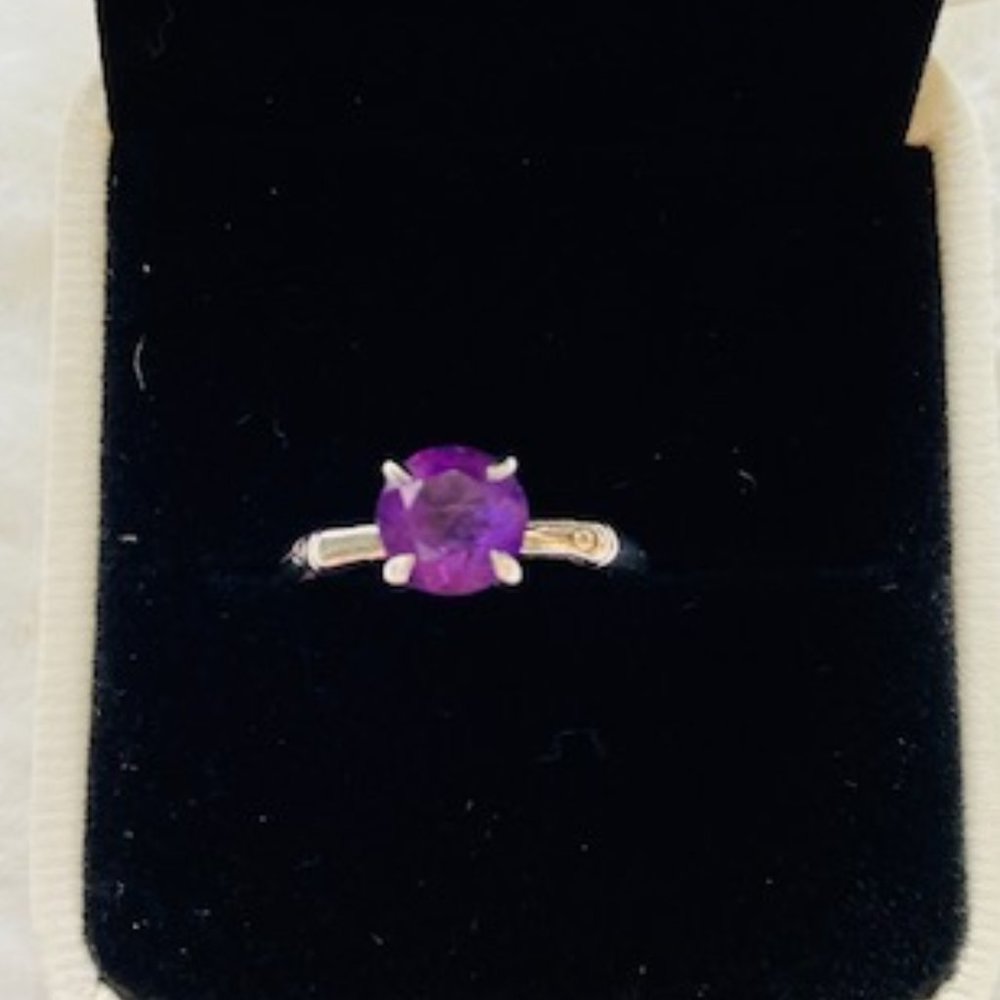 John Hardy Bamboo Collection Silver Ring Amethyst